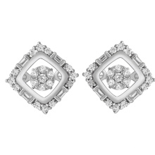 Design simples 925 Silver Dancing Diamond Stud Earrings Jewelry
